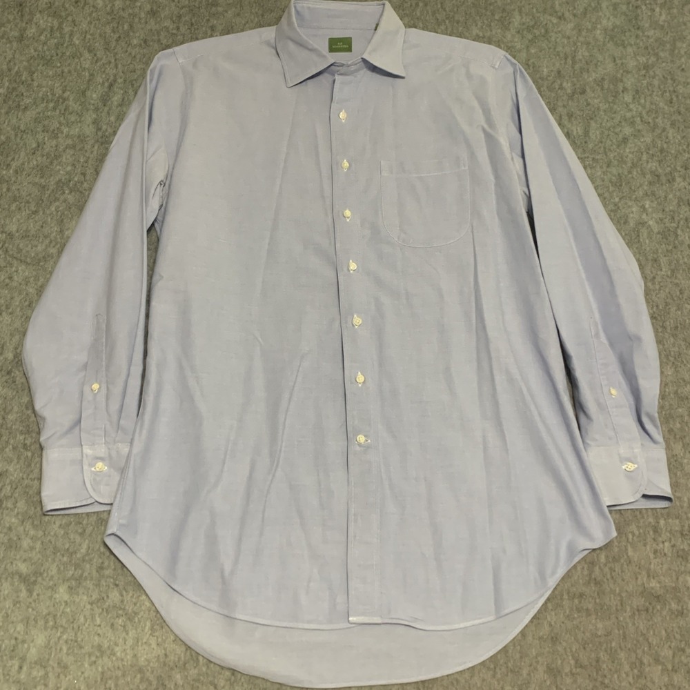 Sid Mashburn Men's Blue Spread Collar Button Up Shirt 100% COTTON - Size L